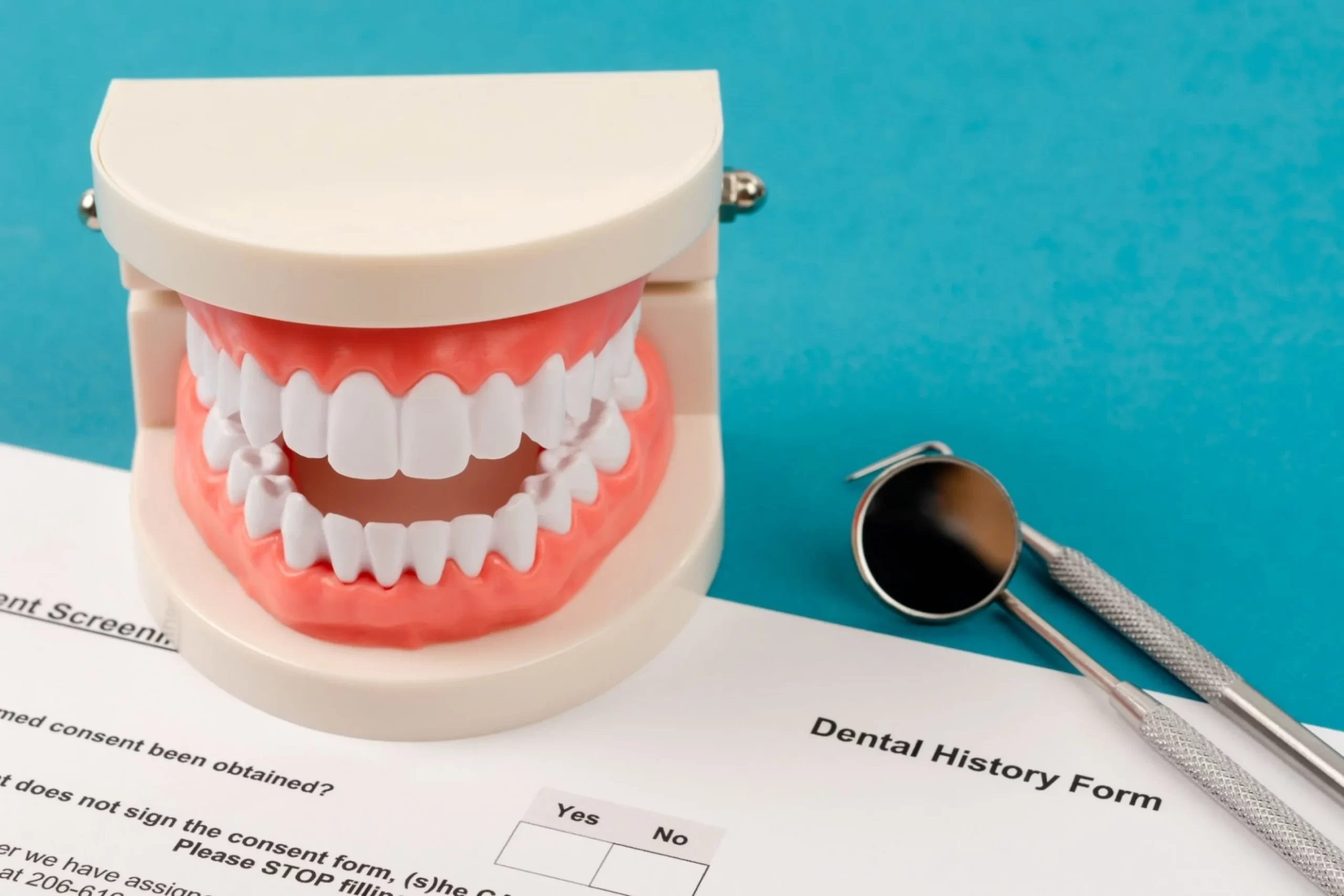 Teeth Prop on a patient form on the table