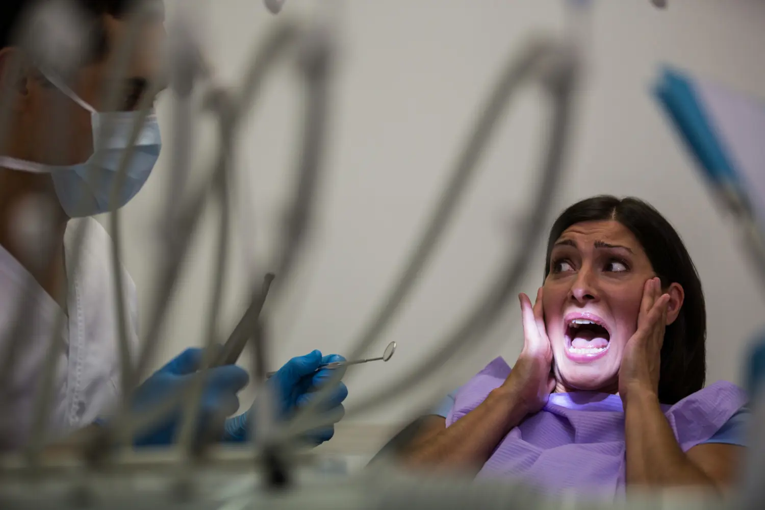 teeth cleaning patient scared